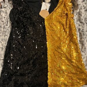Black and Gold Sequin Top